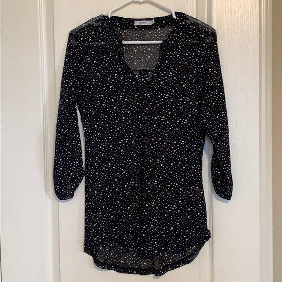 Sheer Black Heart Print Blouse - Picture 1 of 10